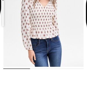 Levi's Cream and Brown Patterned Blouse